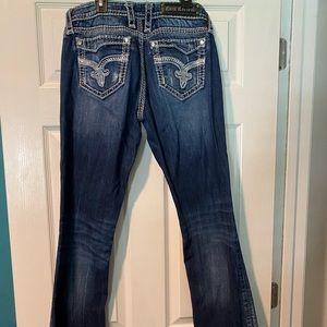 Distressed Rock Revival Bootcut Jeans